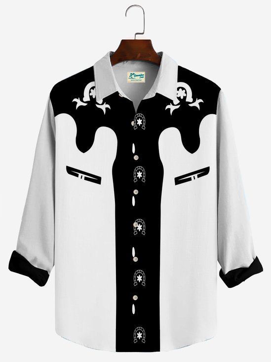JoyMitty Casual Vintage Western Men's Long Sleeve Shirt
