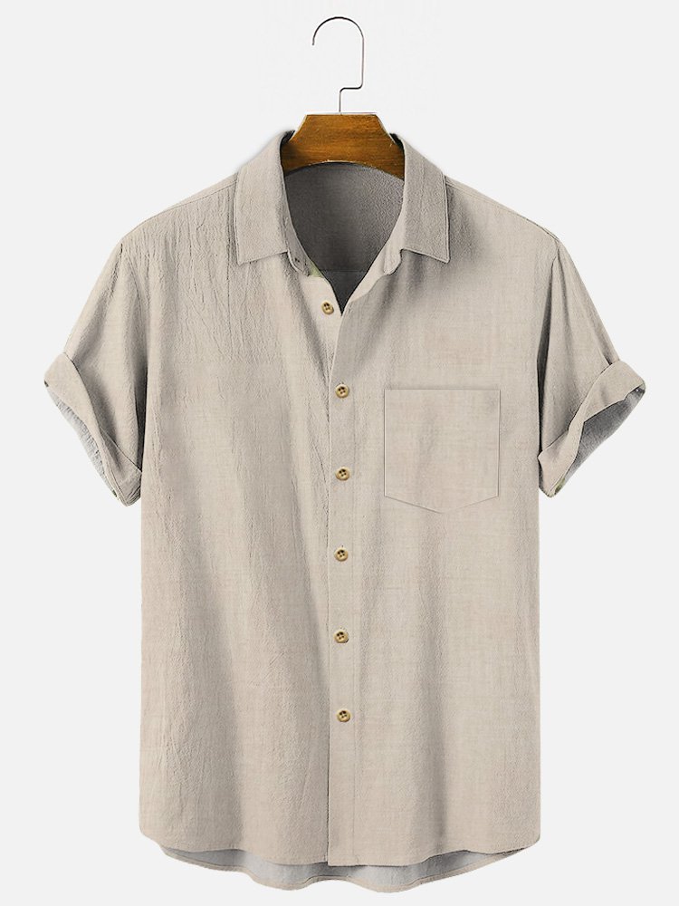 Men's Wrinkle Free Seersucker Casual Shirts Cotton Linen Plus Size Top