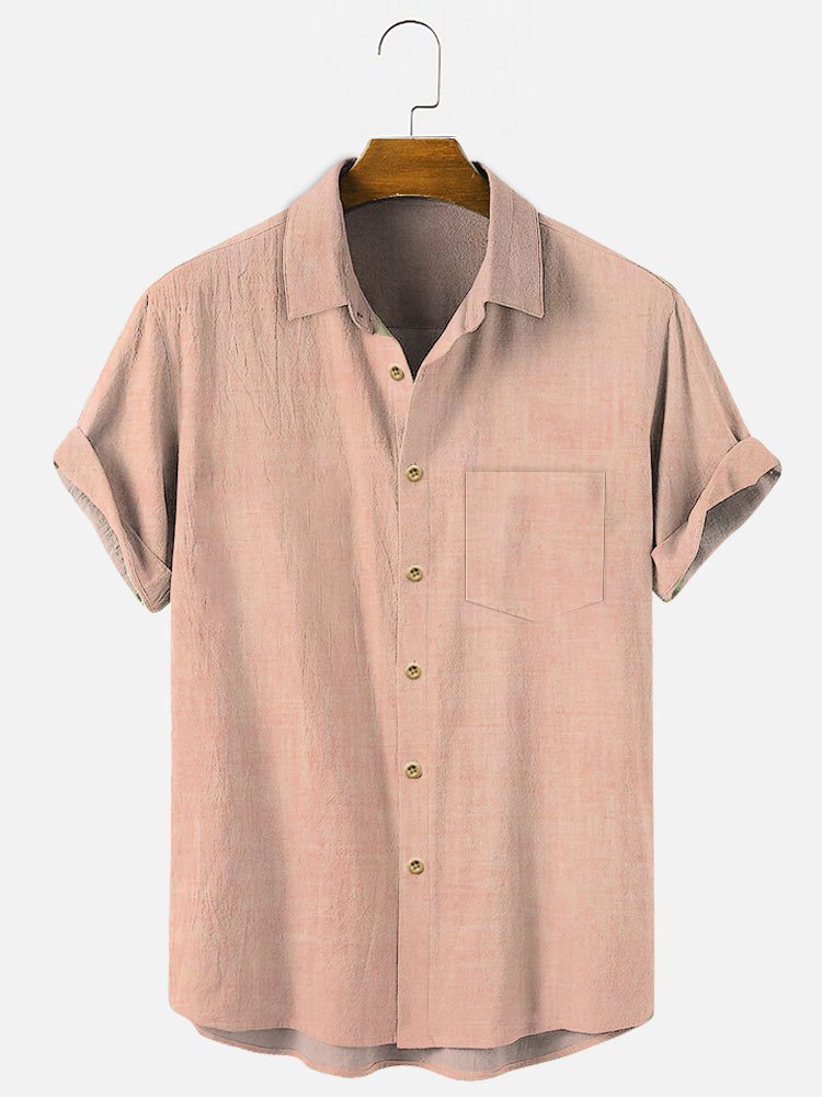 Men's Wrinkle Free Seersucker Casual Shirts Cotton Linen Plus Size Top