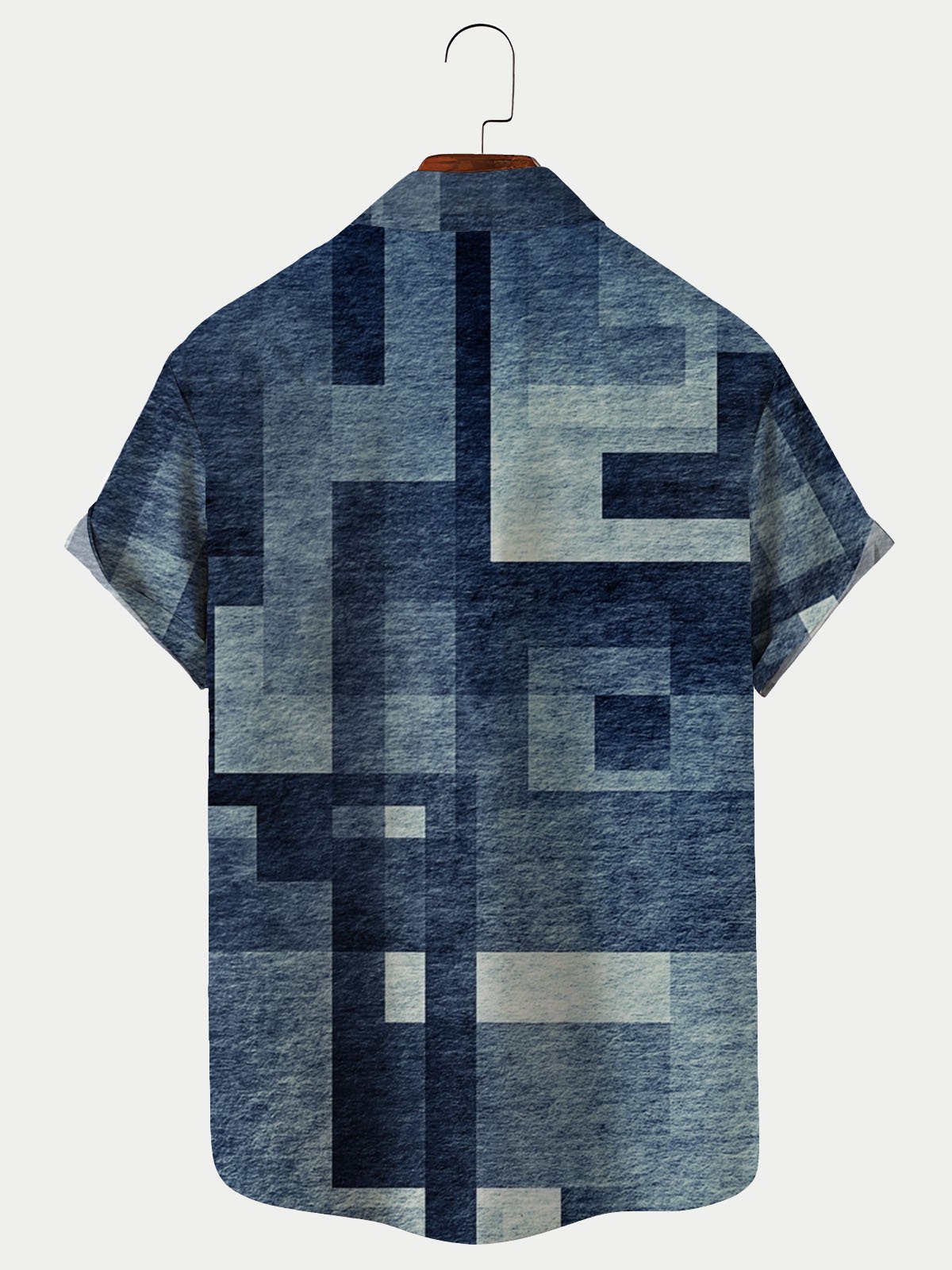  Men's Vintage Gradient Geometric Textured Print Hawaiian Shirt Breathable Plus Size Shirts