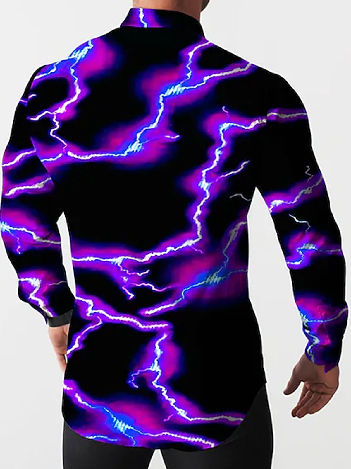  Men's Urban Fashion Shirts 3D Lightning Gradient Art Large Size Easy Care Trendy Casual Shirts