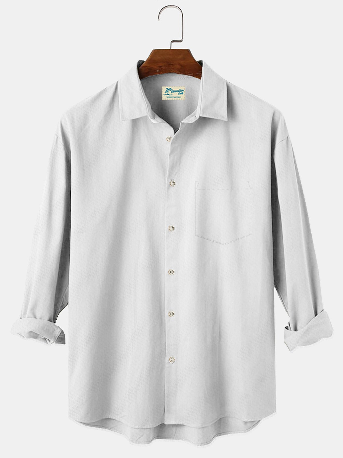  Men's Vintage Casual Plain Long Sleeve Shirts Cotton Blend Anti-Wrinkle Seersucker Easy Care Shirts