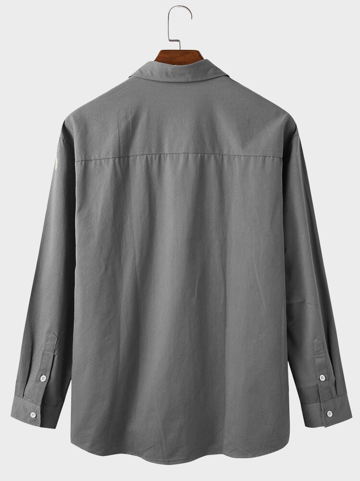  Men's Vintage Casual Plain Long Sleeve Shirts Cotton Blend Anti-Wrinkle Seersucker Easy Care Shirts