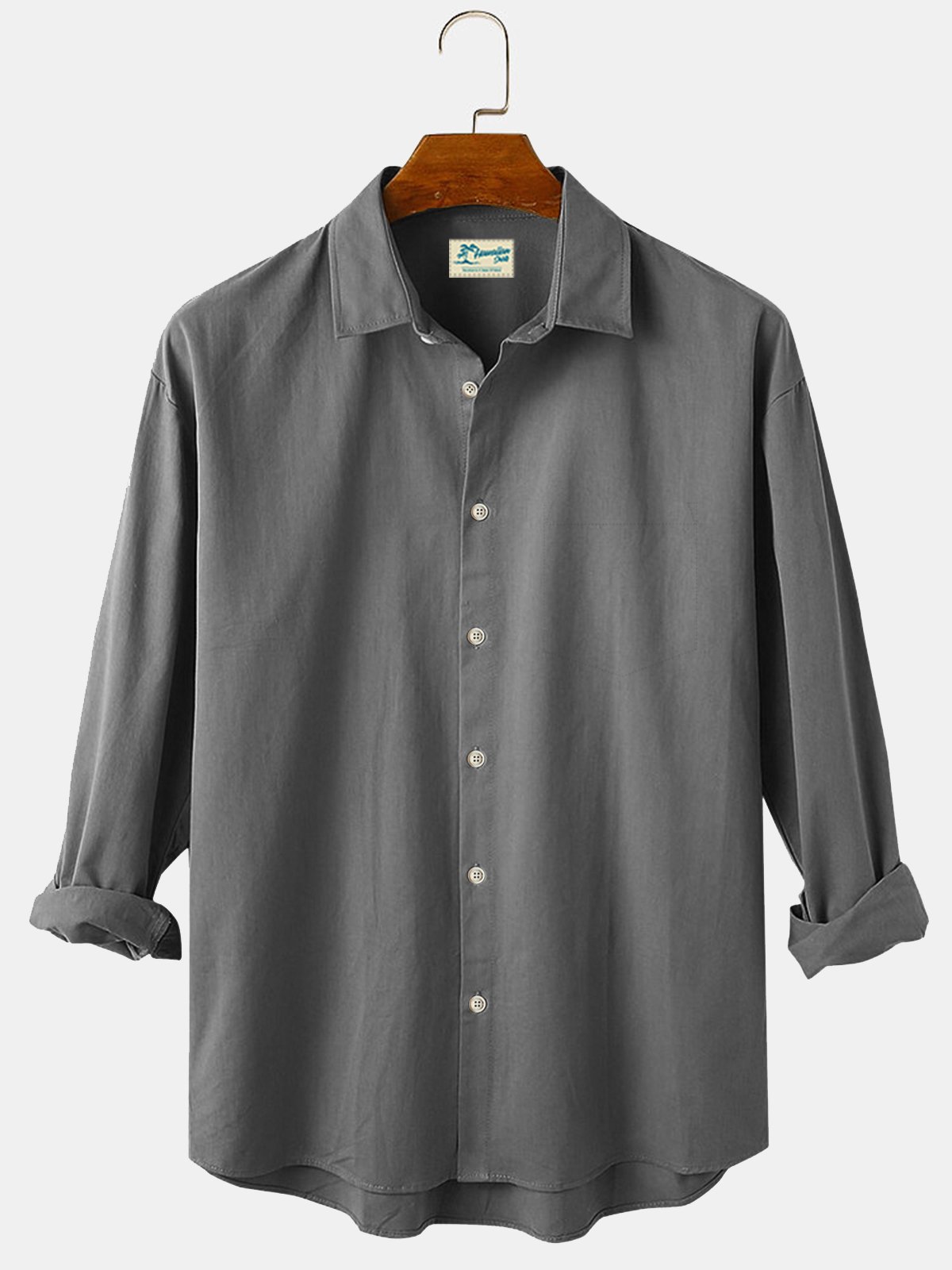  Men's Vintage Casual Plain Long Sleeve Shirts Cotton Blend Anti-Wrinkle Seersucker Easy Care Shirts