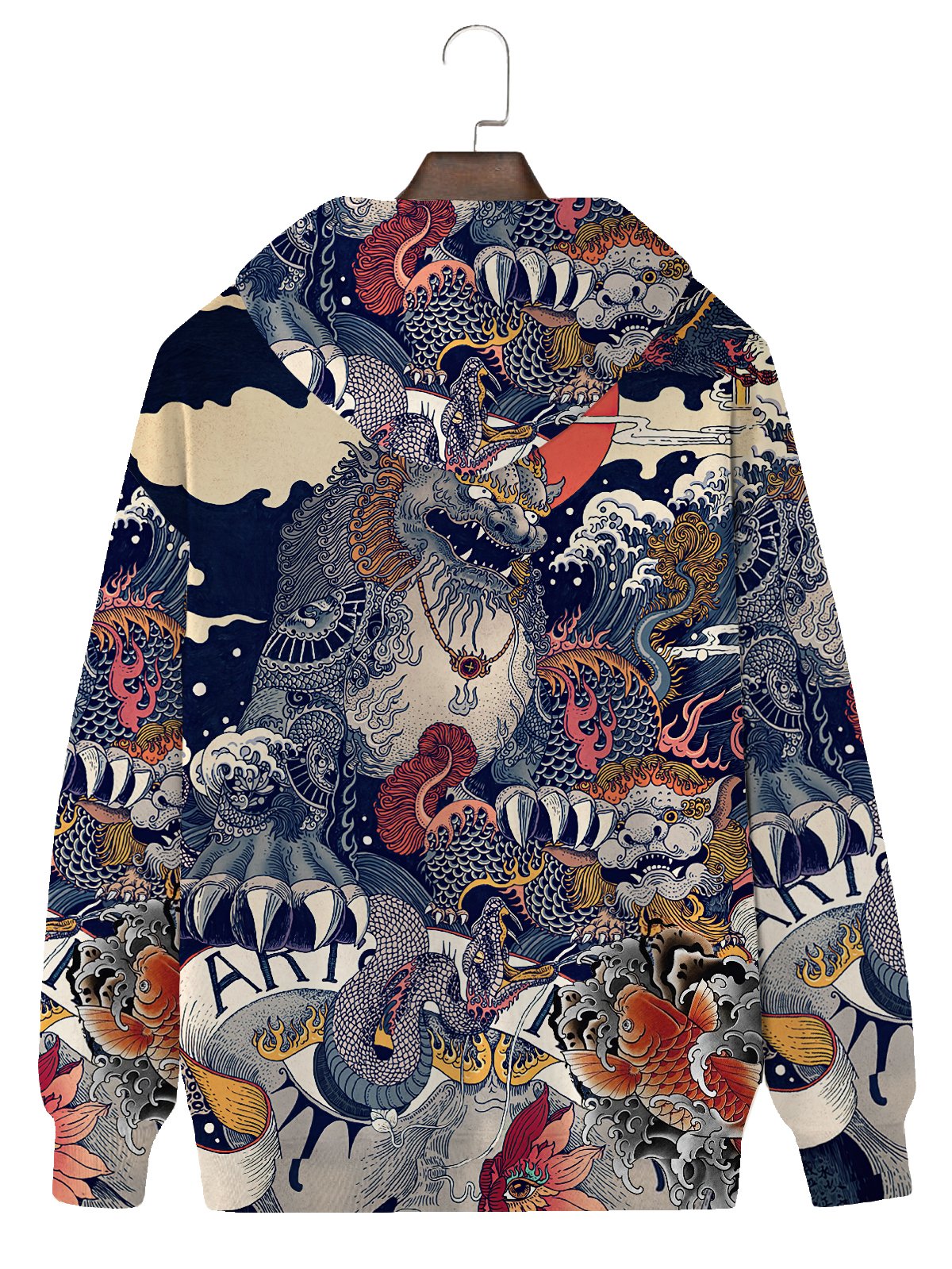 Men's Vintage Hoodies Japanese Ukiyo-e Art Cotton Blend Plus Size Sweatshirts