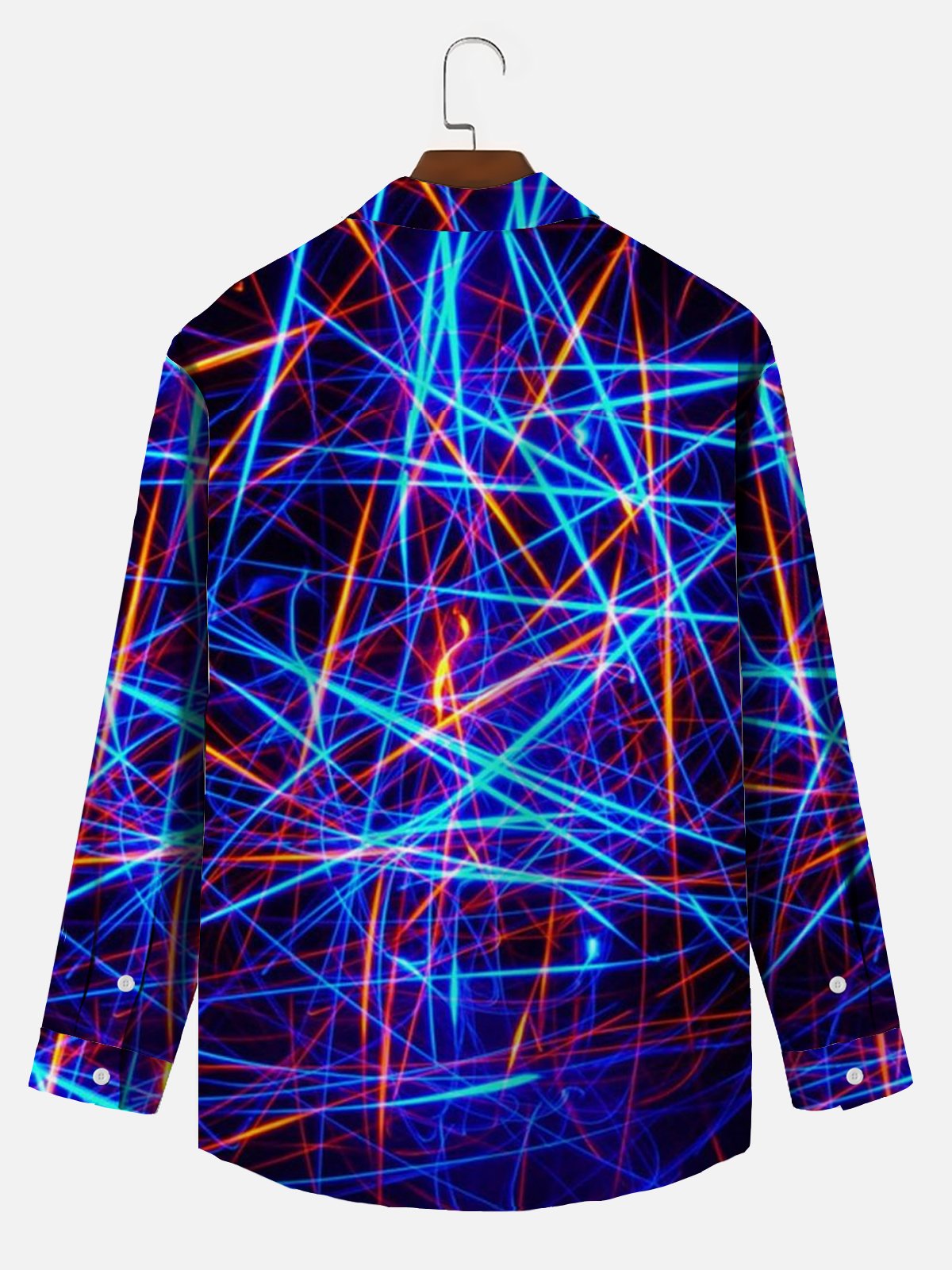 Royal Geometric Men's Art Photoelectric Aurora Super Large Long Sleeve Shirt