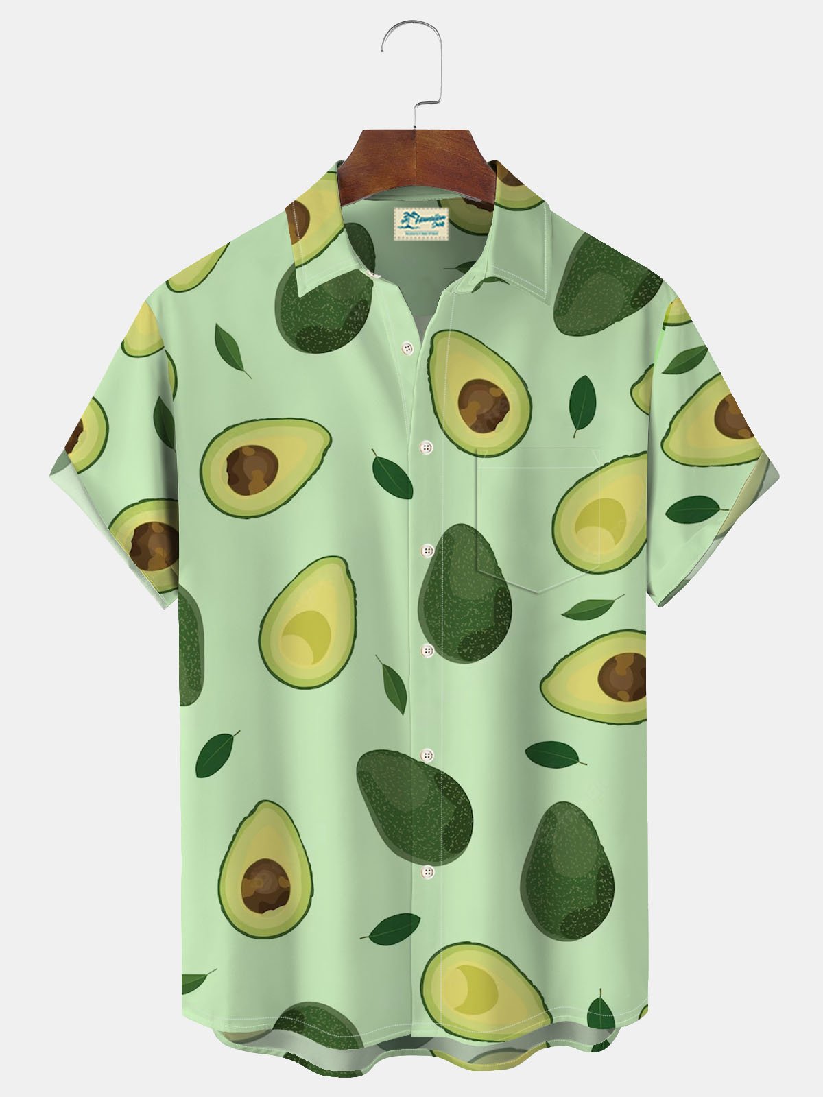 JoyMitty Hawaiian Fruit Avocado Men's Button Down Pocket Shirt