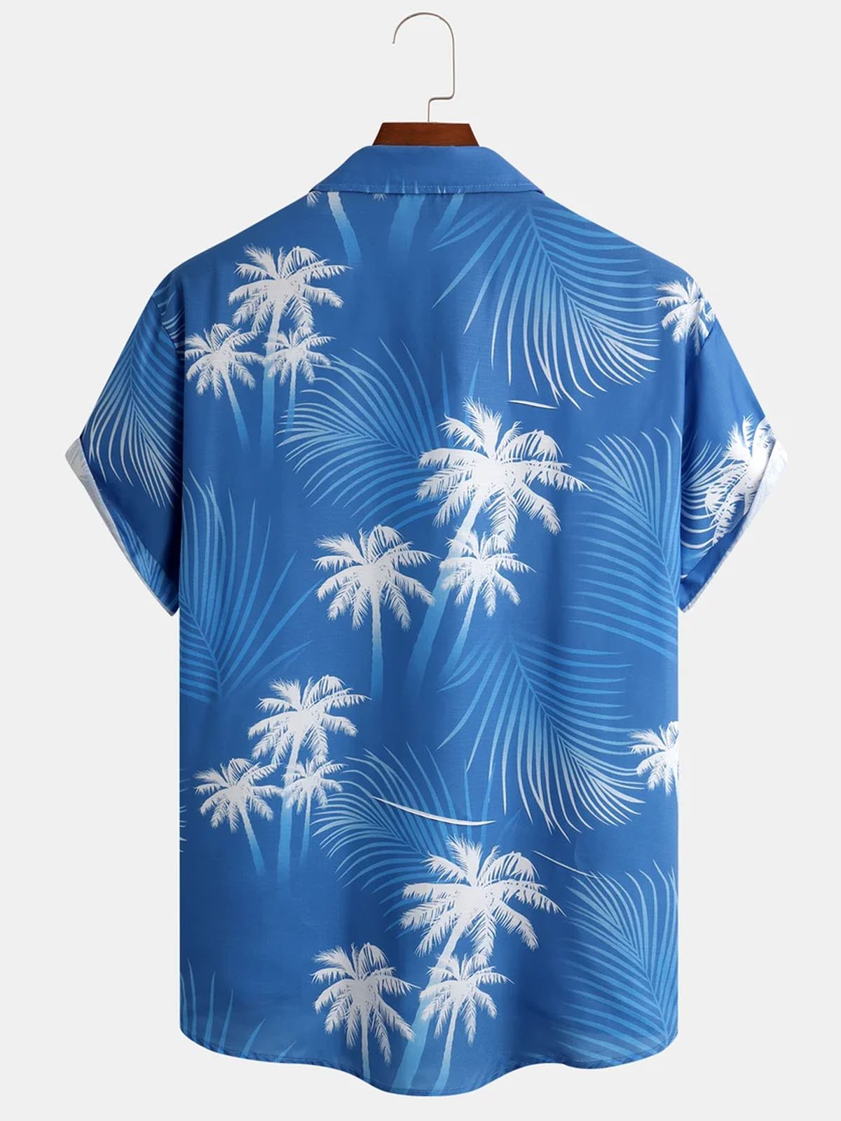 JoyMitty Hawaiian Coconut Tree Leaf Print Men's Button Pocket Shirt