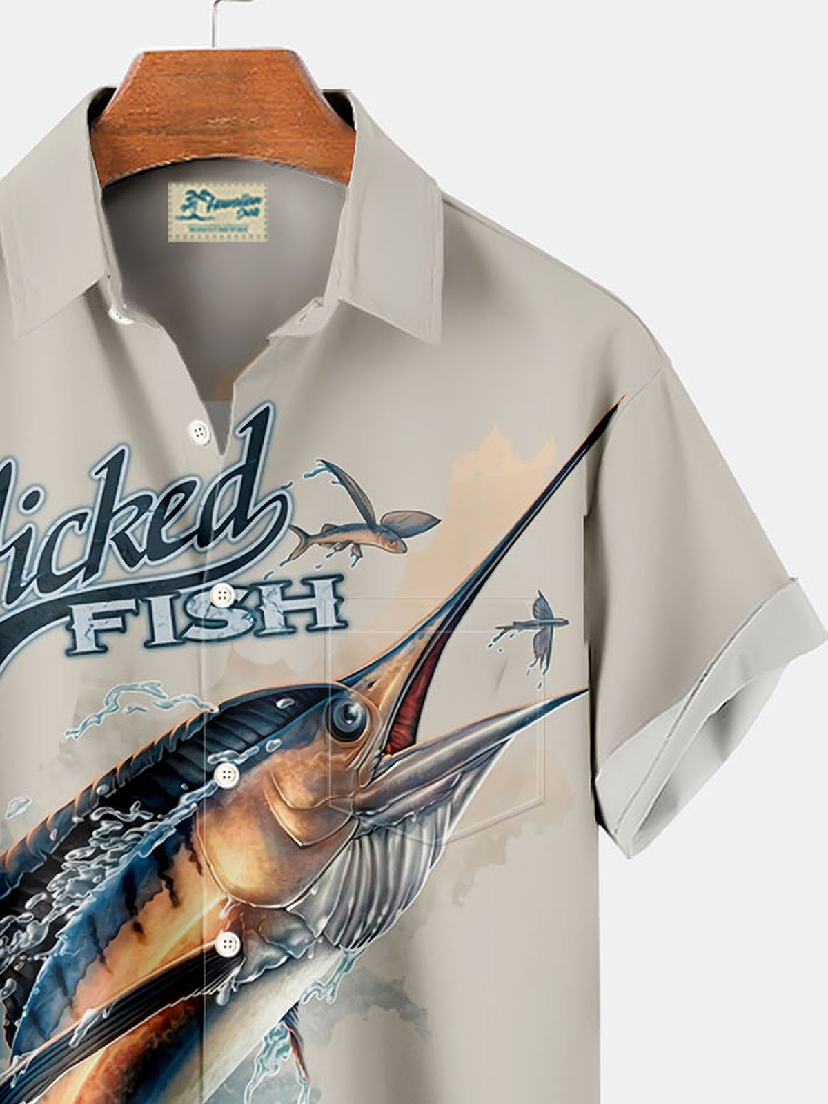 JoyMitty Hawaiian Swordfish Sailfish Print Men's Button Down Pocket Shirt