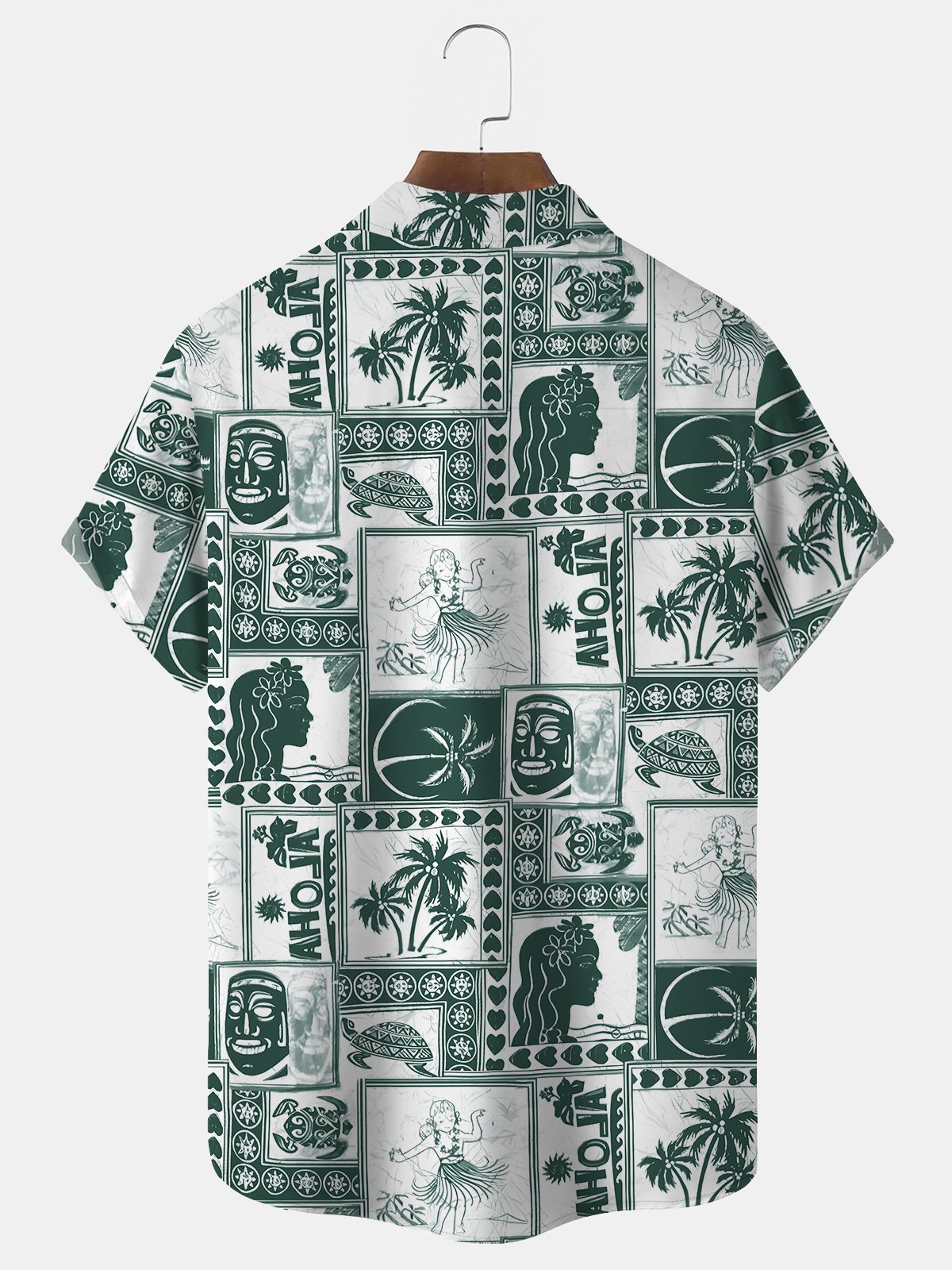 JoyMitty Plant Print Beach Men's Hawaiian Oversized Shirt With Pocket