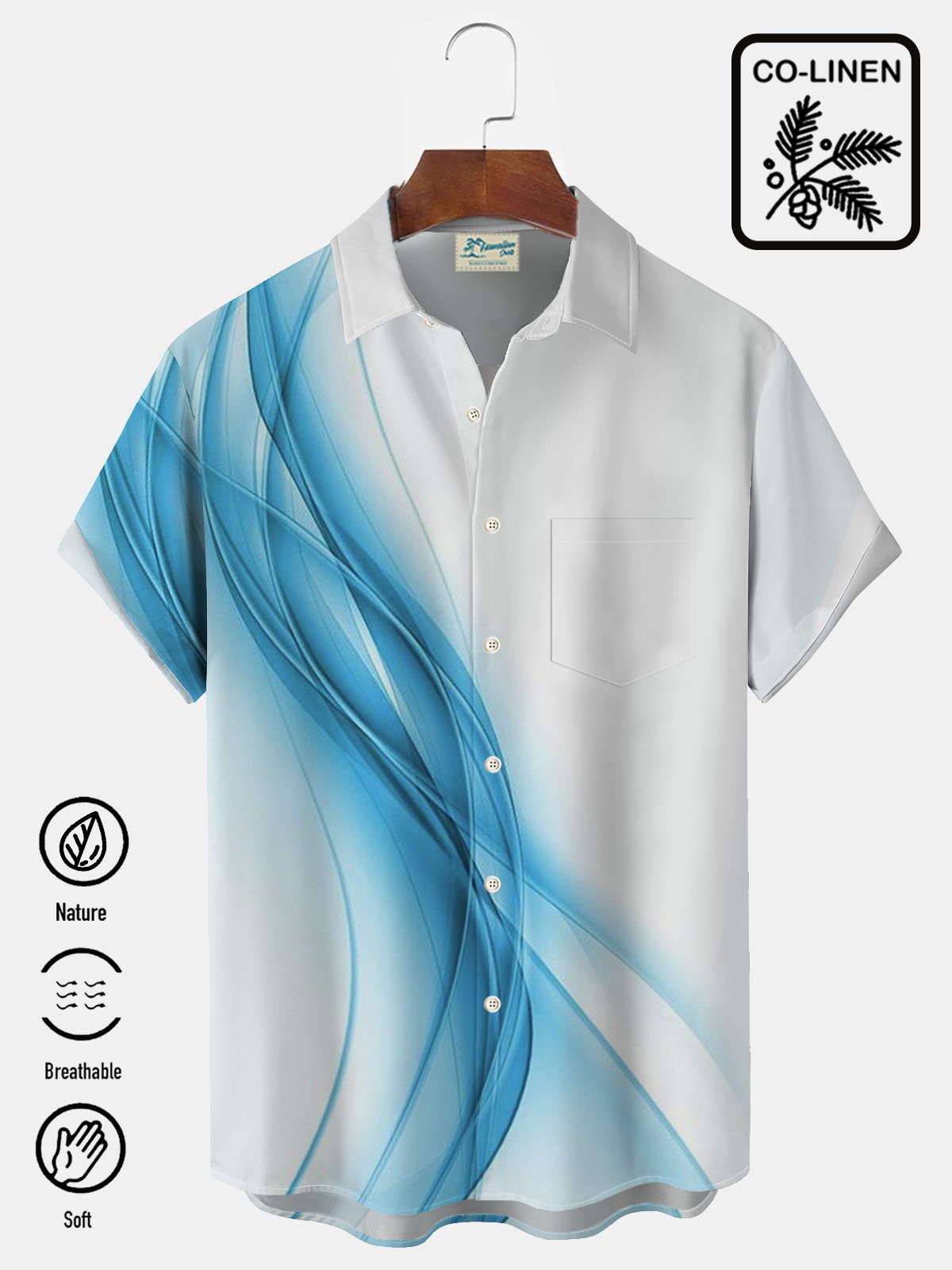 JoyMitty Natural Fiber Artistic Gradient Print Men's Button Pocket Shirt