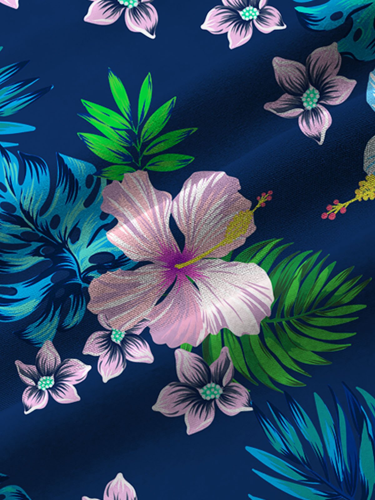 JoyMitty Hawaiian Floral Tropical Print Men's Button Pocket Shirt