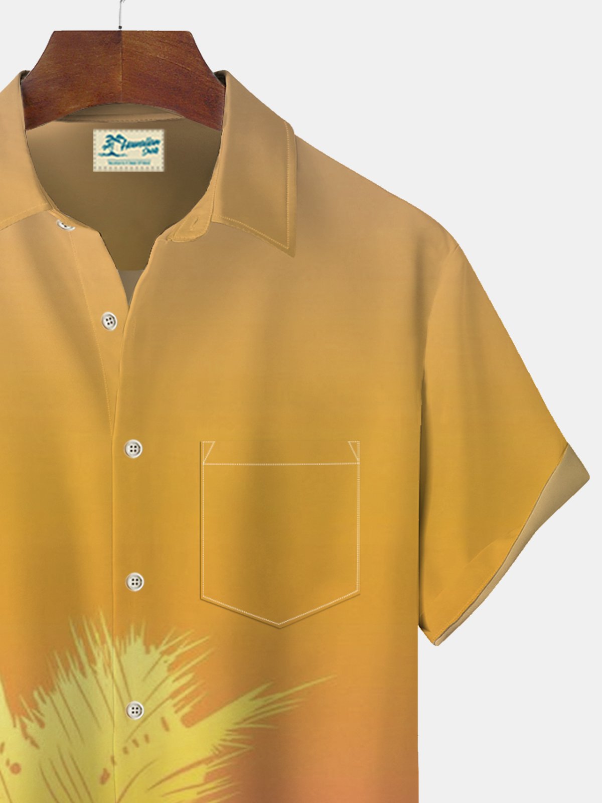 JoyMitty Ombre Coconut Tree Print Beach Men's Hawaiian Oversized Short Sleeve Shirt with Pockets