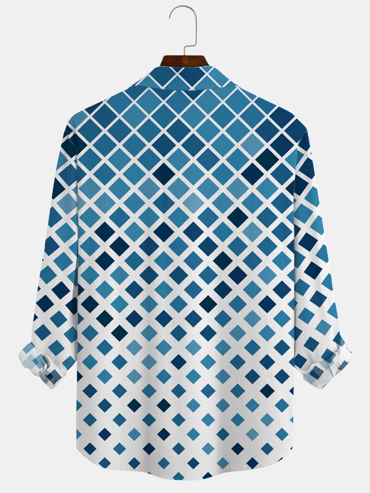JoyMitty Geometric Gradient Men's Button Pocket Long Sleeve Shirt