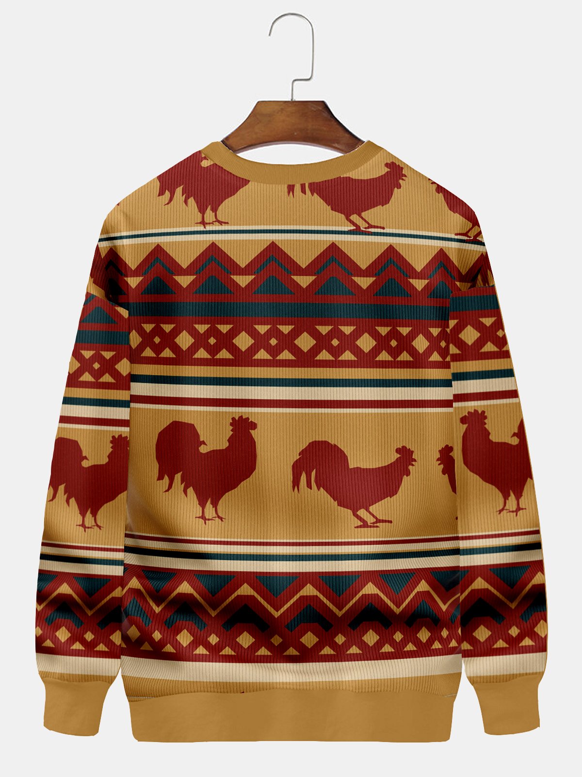 JoyMitty Men's Rooster Ugly Christmas Sweater Print Festive Style  Pullover Sweatshirts