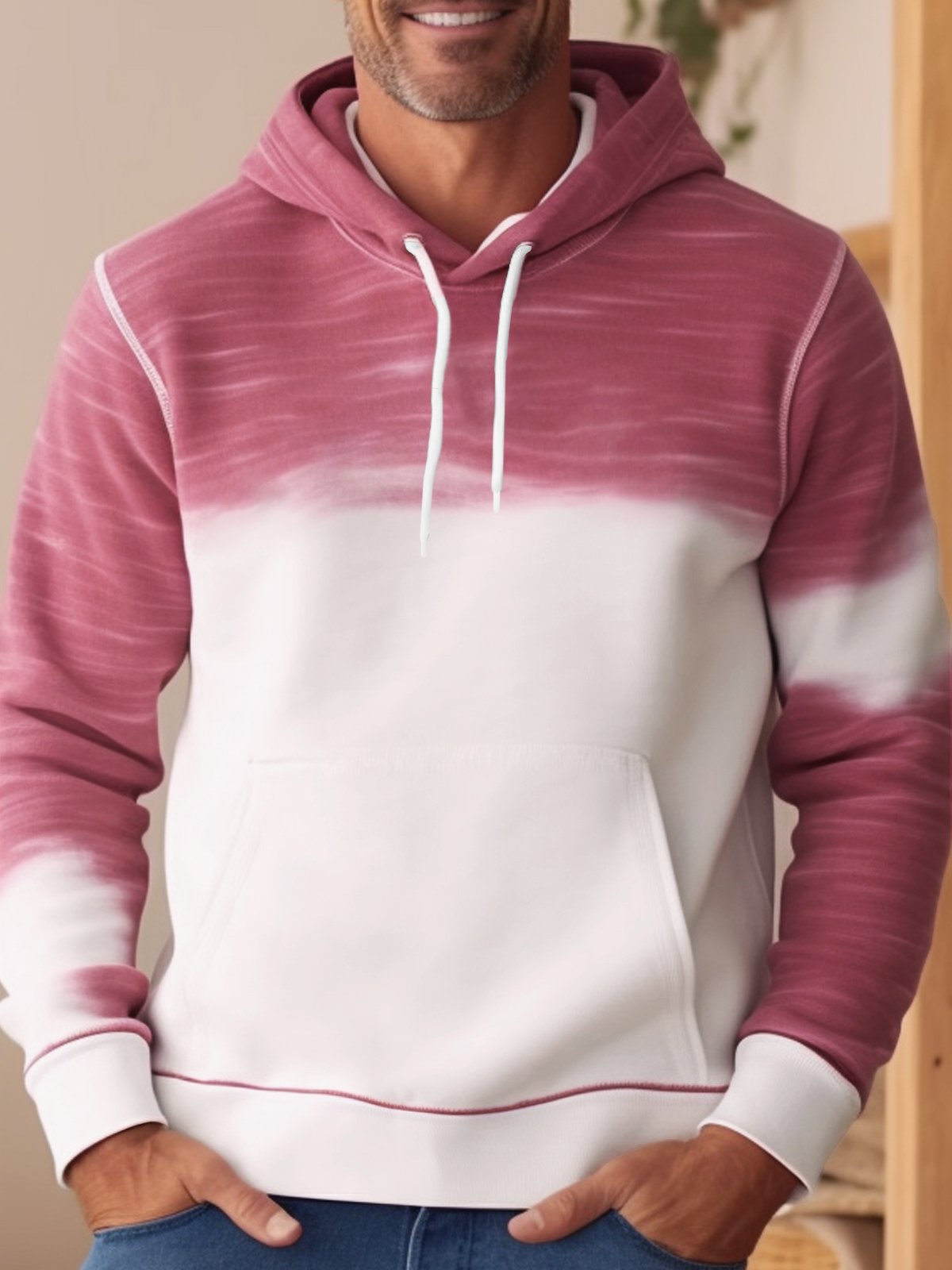 JoyMitty Vintage Gradient Texture Men's Drawstring Hoodies Stretch Large Size Art Fun Pullover Sweatshirts