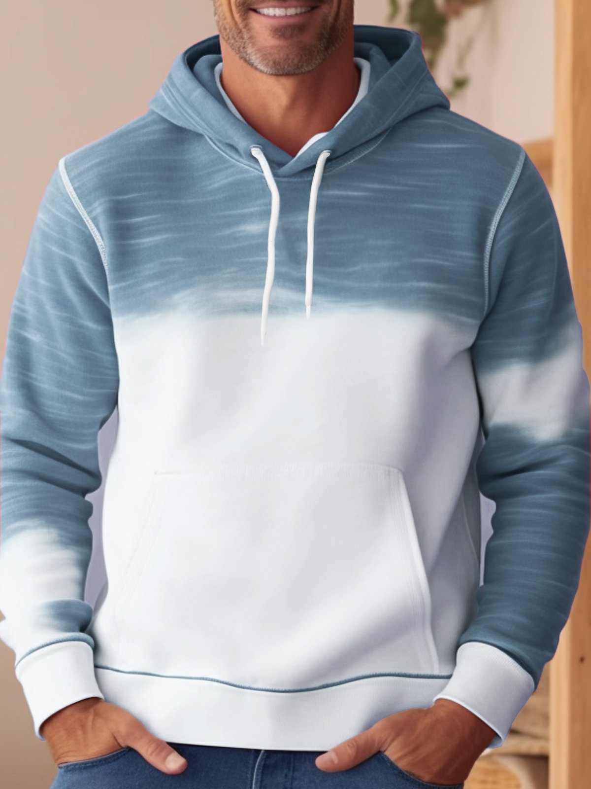 JoyMitty Vintage Gradient Texture Men's Drawstring Hoodies Stretch Large Size Art Fun Pullover Sweatshirts