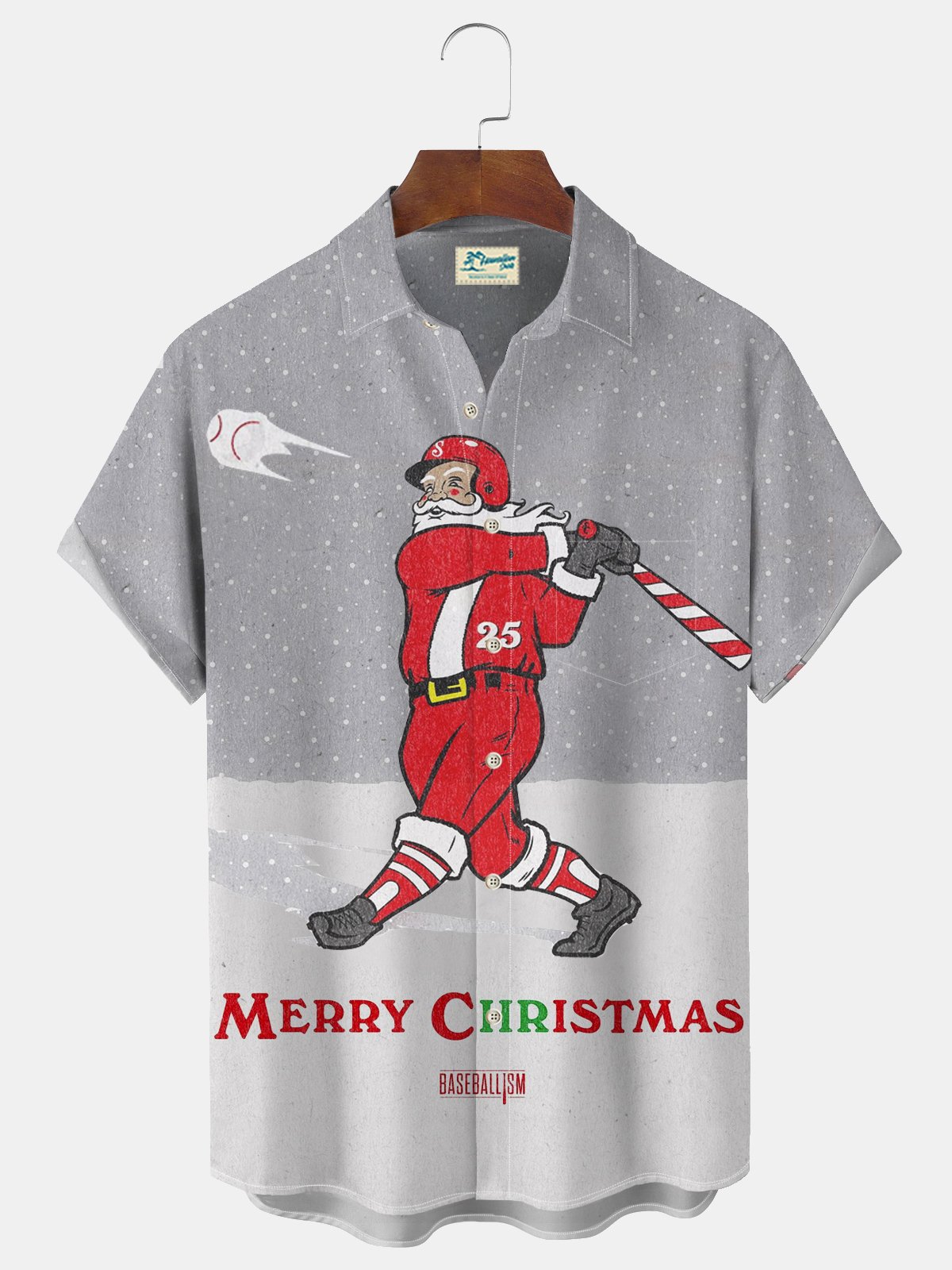 Christmas Santa Bowling Print Men's Button Pocket Shirt