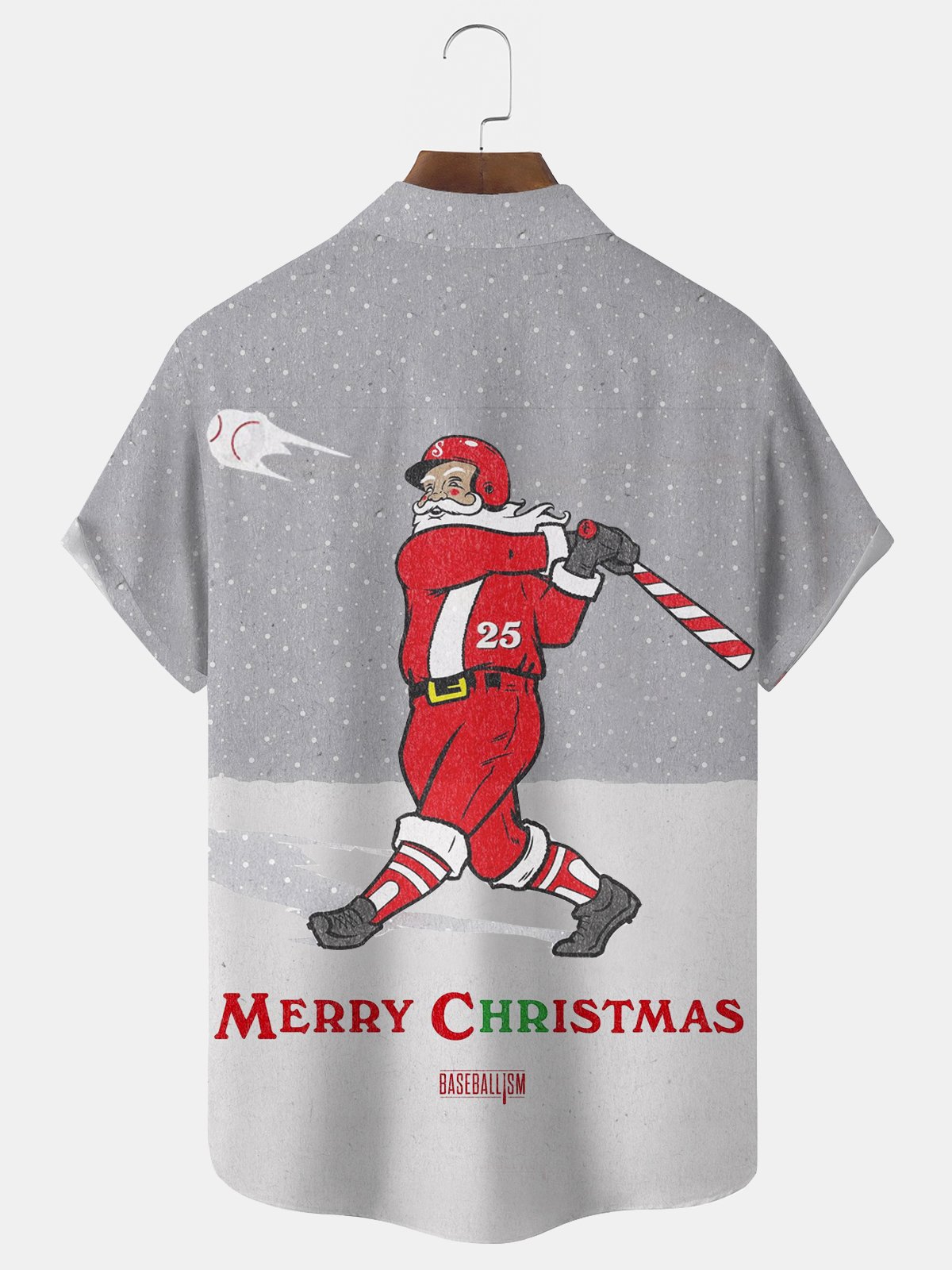 Christmas Santa Bowling Print Men's Button Pocket Shirt