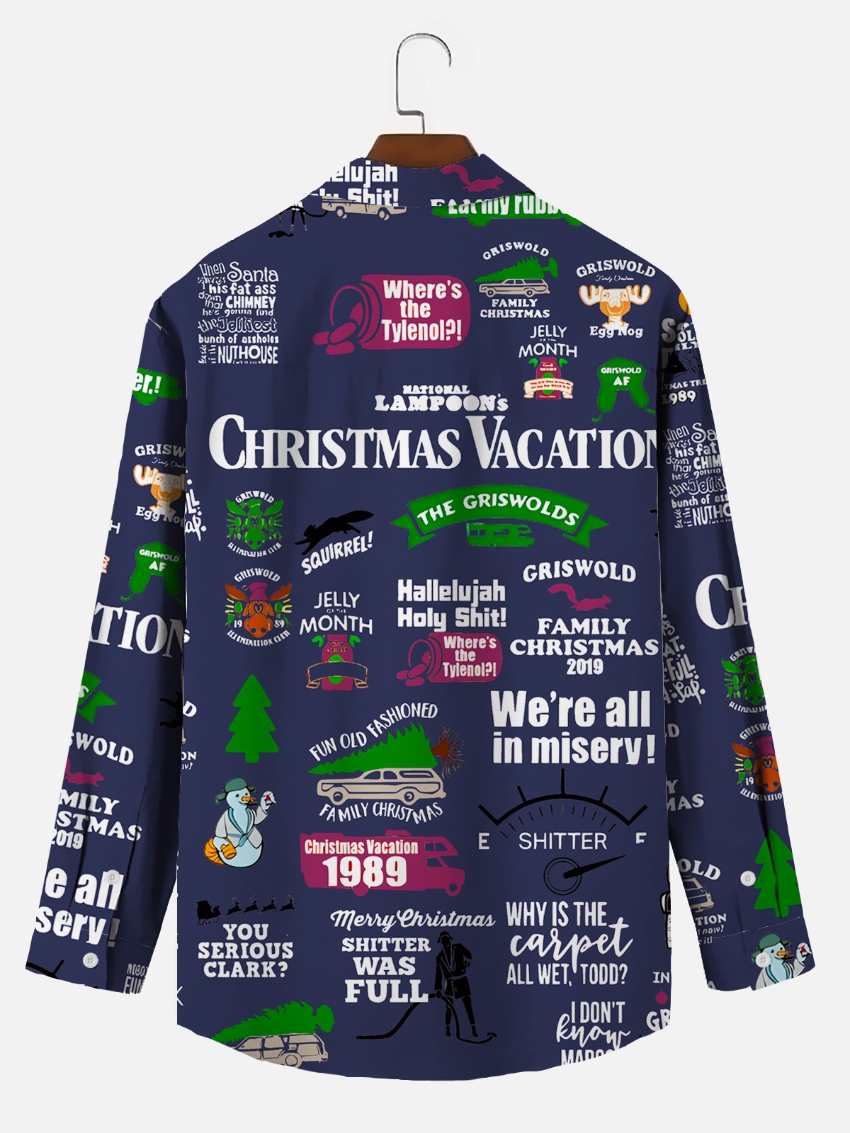 Christmas Print Men's Button Pocket Long Sleeve Shirt