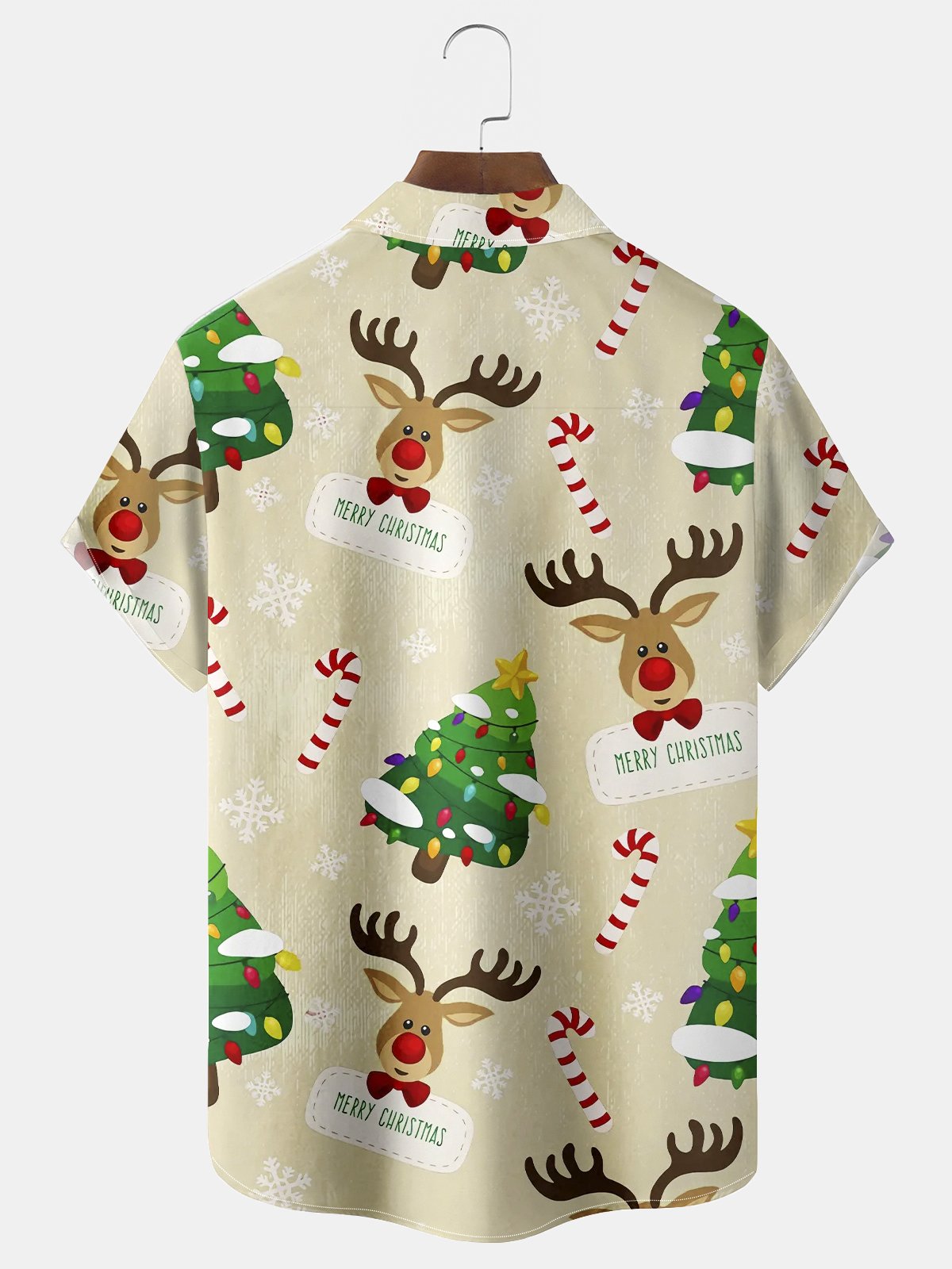 Holiday Christmas Sika Deer Print Men's Button Pocket Shirt