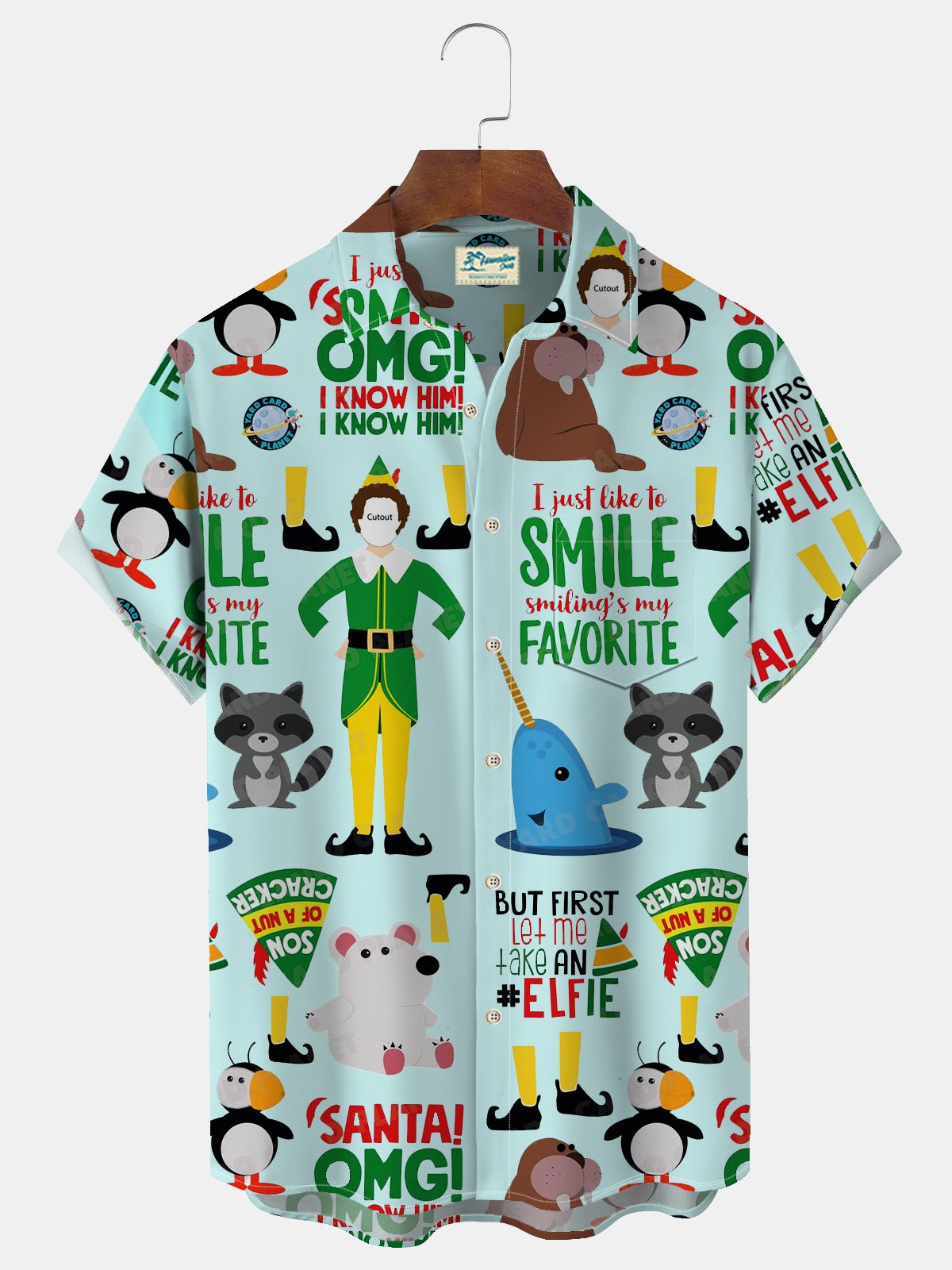 Christmas Christmas Movie ELF Print Men's Button Pocket Shirt