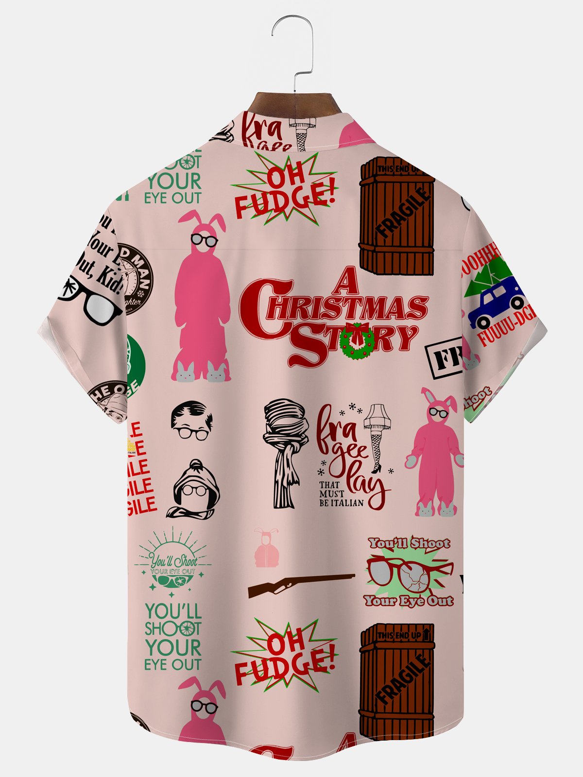 Royaura® Christmas Movie Print Men's Button Pocket Shirt