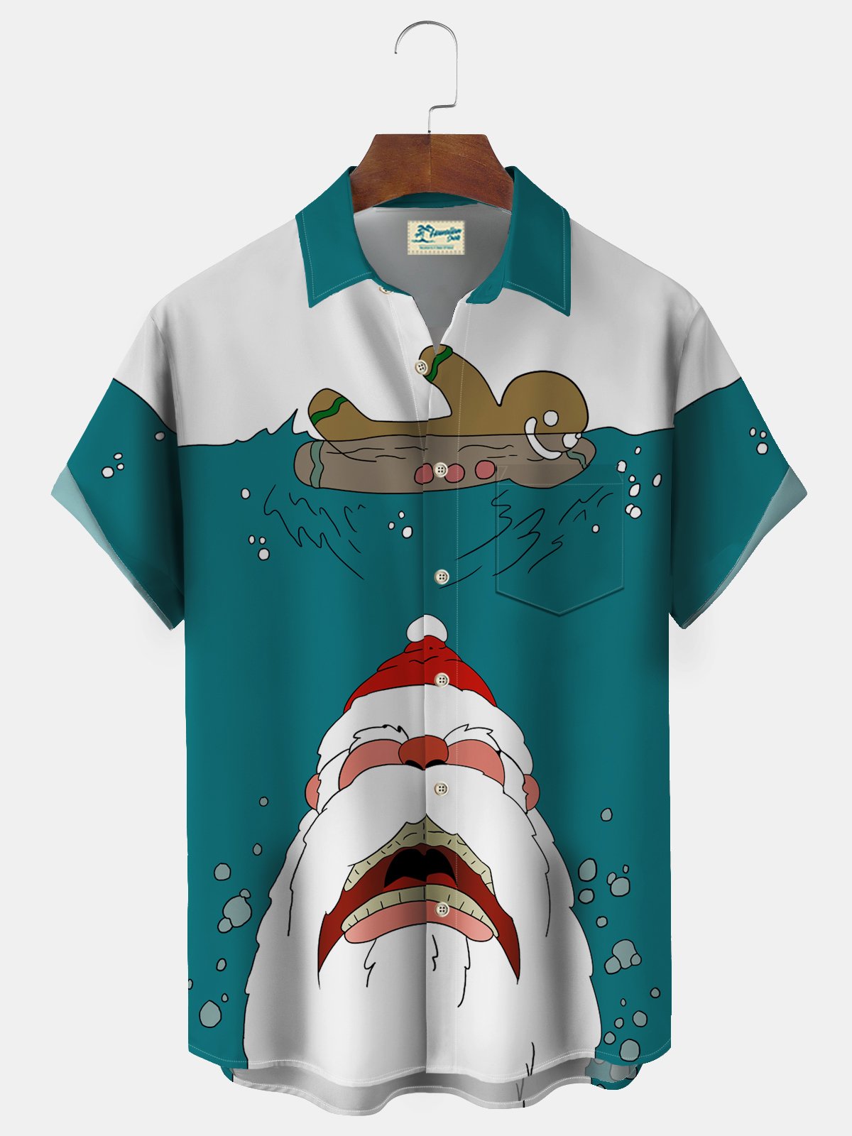 Men's Christmas Fun Print Button Pocket Shirt