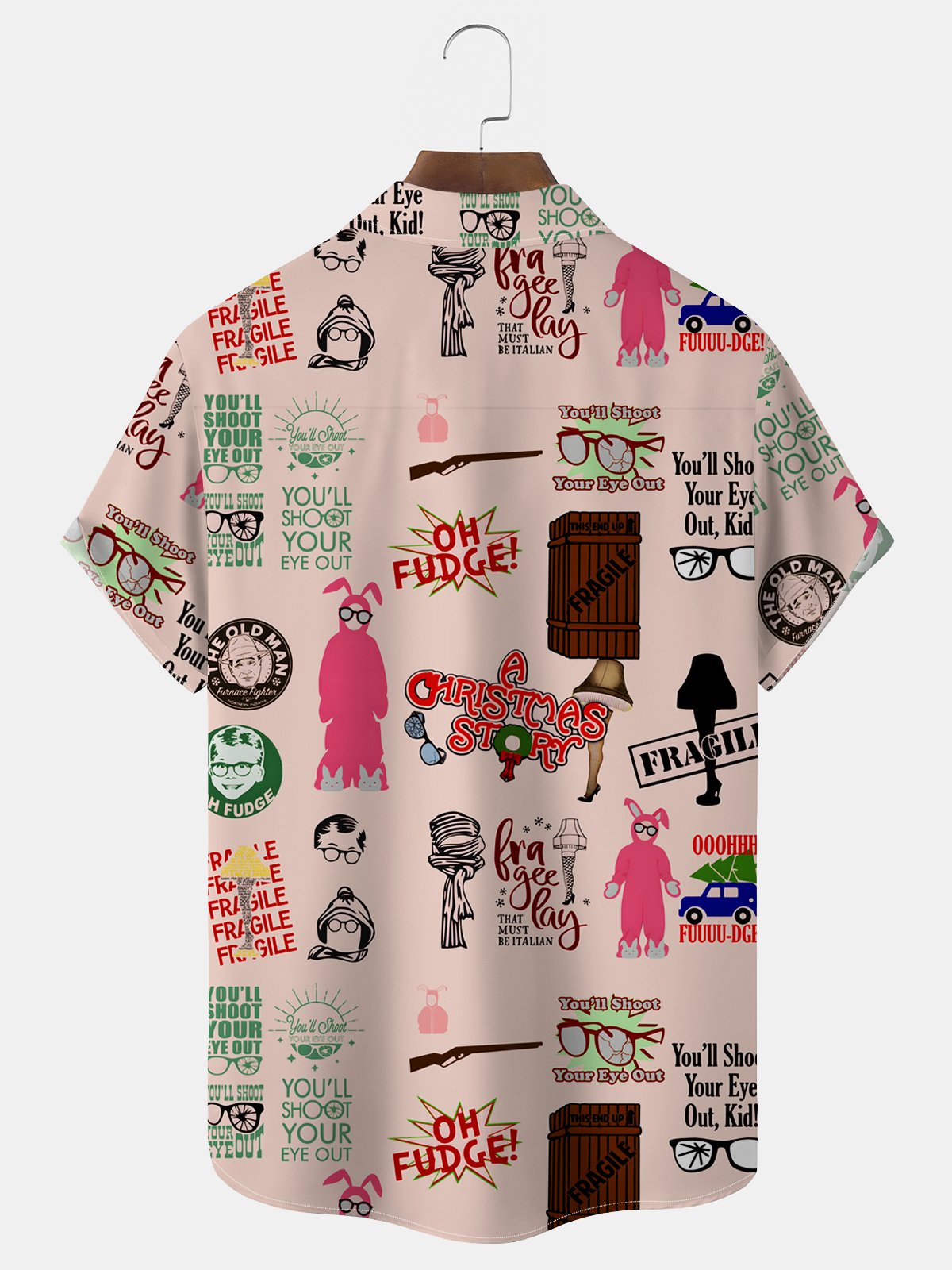 Royaura® Christmas Movie Print Men's Button Pocket Shirt