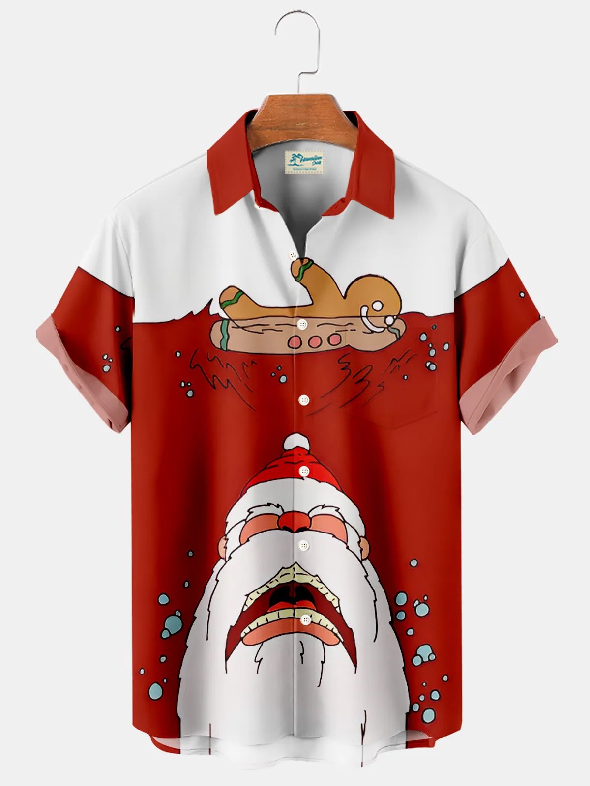 Men's Christmas Fun Print Button Pocket Shirt