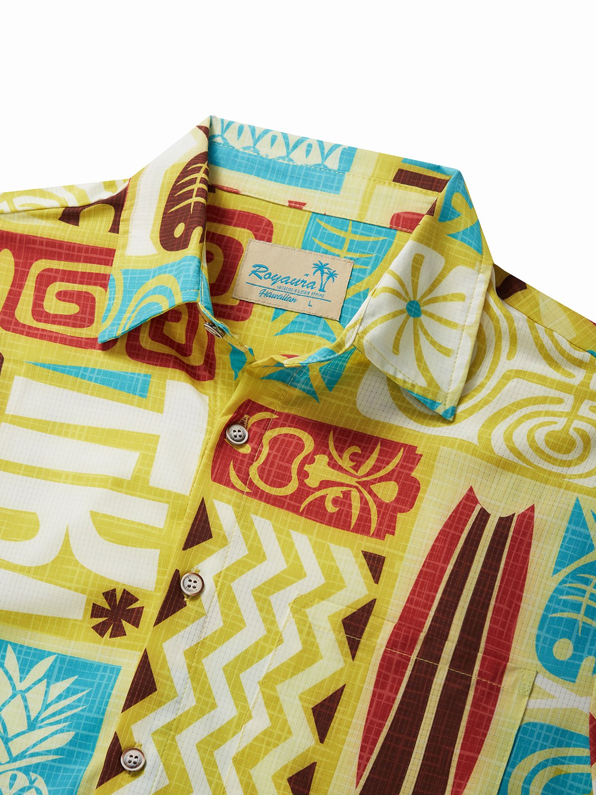 JoyMitty Beach Holiday Men's Hawaiian Shirts TIKI Totem Sweat-Wicking Breathable Easy Care Stretch Aloha Camp Pocket Shirts