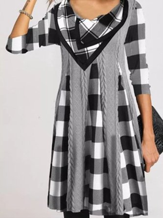 CLEARANCE Gray Checkered/plaid Long Sleeve Dresses