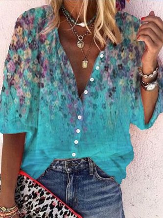 Women Casual Floral Shift Blouses&shirts