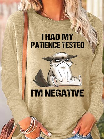 Womens I Had My Patience Tested I'm Negative Cat Funny Sarcasm  Tops