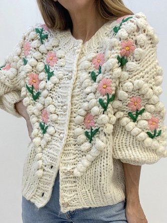 Women Floral Holiday Knitted Sweater