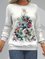 Women Long Sleeve Christmas Tree Printed Shift Sweatshirt