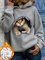 Hoodie Cat Printed Casual Plush Sweatshirt