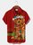 Men's Red Holiday Christmas Shirts Santa Hat Puppy Bright Lights Anti-Wrinkle Plus Size Shirts