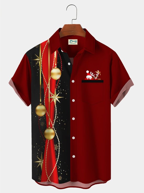  Men's Christmas Santa Hawaiian Short Sleeve Button Up Shirt