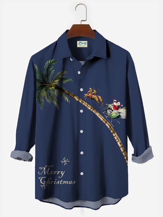  Men's Holiday Christmas Shirts  Christmas Tree Santa Claus Wrinkle Free Plus Size Shirts