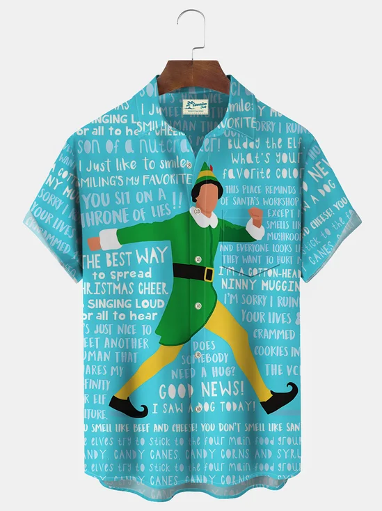 Christmas Movie Poster Print Men's Button Pocket Short Sleeve Shirt