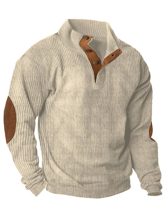 JoyMitty Men's Basic Corduroy Vintage Button Hoodie