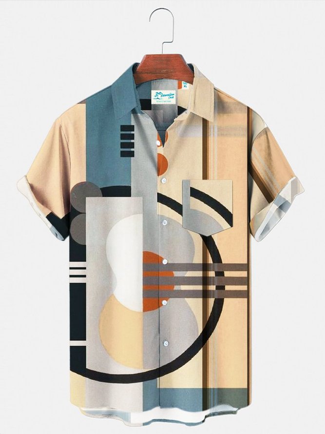 Men's Vintage Casual Shirts Geometric Art Tops | joymitty