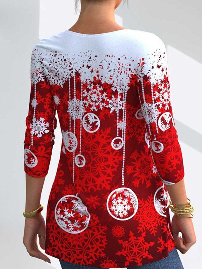 Women Shift Holiday Paneled Lace Christmas Long Sleeve Shirts & Tops