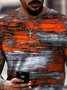 Mens Modern Orange And Grey Art Print Short Sleeve Crew Neck T-Shirt