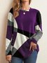 Women's Cotton-Blend Blue Gray Green Purple Red Long Sleeve Plus SIze Casual Spring Fall T-Shirts S M L XL XXL 3XL 4XL 5XL