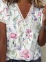 Floral V-Neck Lace Short Sleeve Top