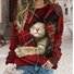 Womens Christmas Cat Crew Neck Sweatshirts