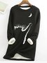 Womens Cute Print Cat Reach The Moon Sweatshirt