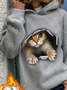Hoodie Cat Printed Casual Plush Sweatshirt